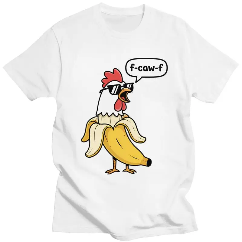 Funny F-Caw-F Chicken Banana Mashup Fcawf T Shirt for Men Short Sleeves Graphic Tee Shirt Streetwear Summer Pure Cotton Tee Tops