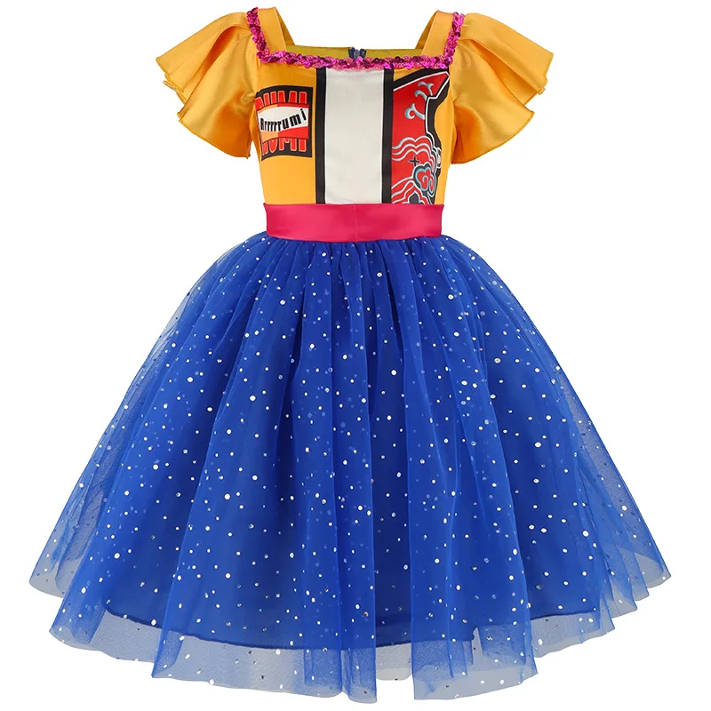 2026 Girls' Popular Casual Dress with Small Flying Sleeves Mesh Puff Skirt Suitable for Girls Aged 3-10 Festival Clothing