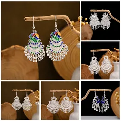 Peacock Earrings for Women New Ethnic Silver Color Indian Jhumka Earrings Pendientes Boho Bell Tassel Vintage Brincos Jewelry