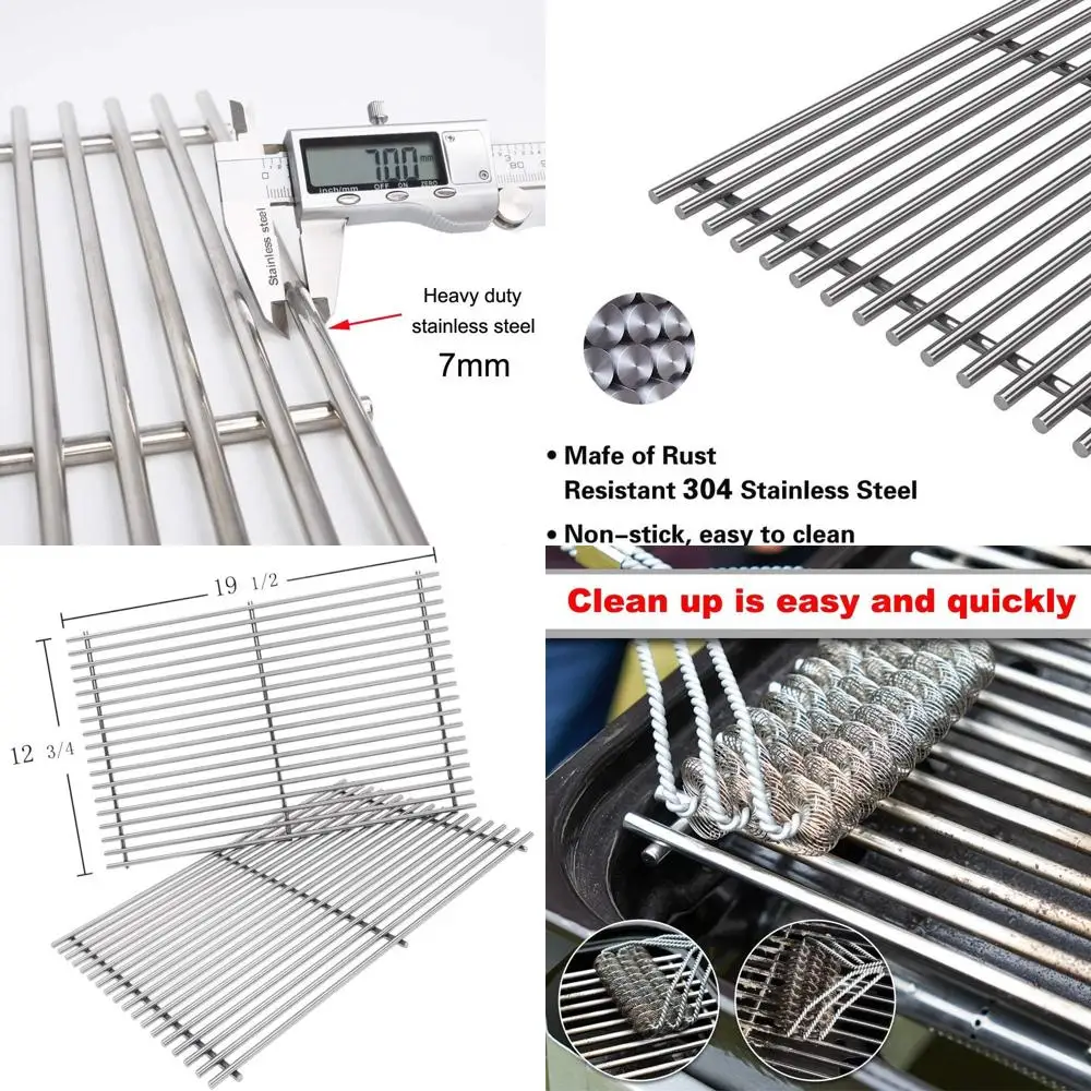 

Pair of 19.5 18-Cross Stainless Steel Grilling Grates for Weber Genesis and Compatible Models