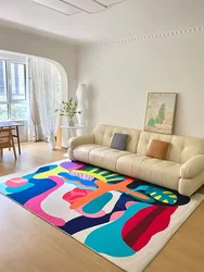 VIKAMA Color Dopamine Velvet Carpet Living Room Art High Sense Sofa Coffee Table Blanket Children's Room Decoration