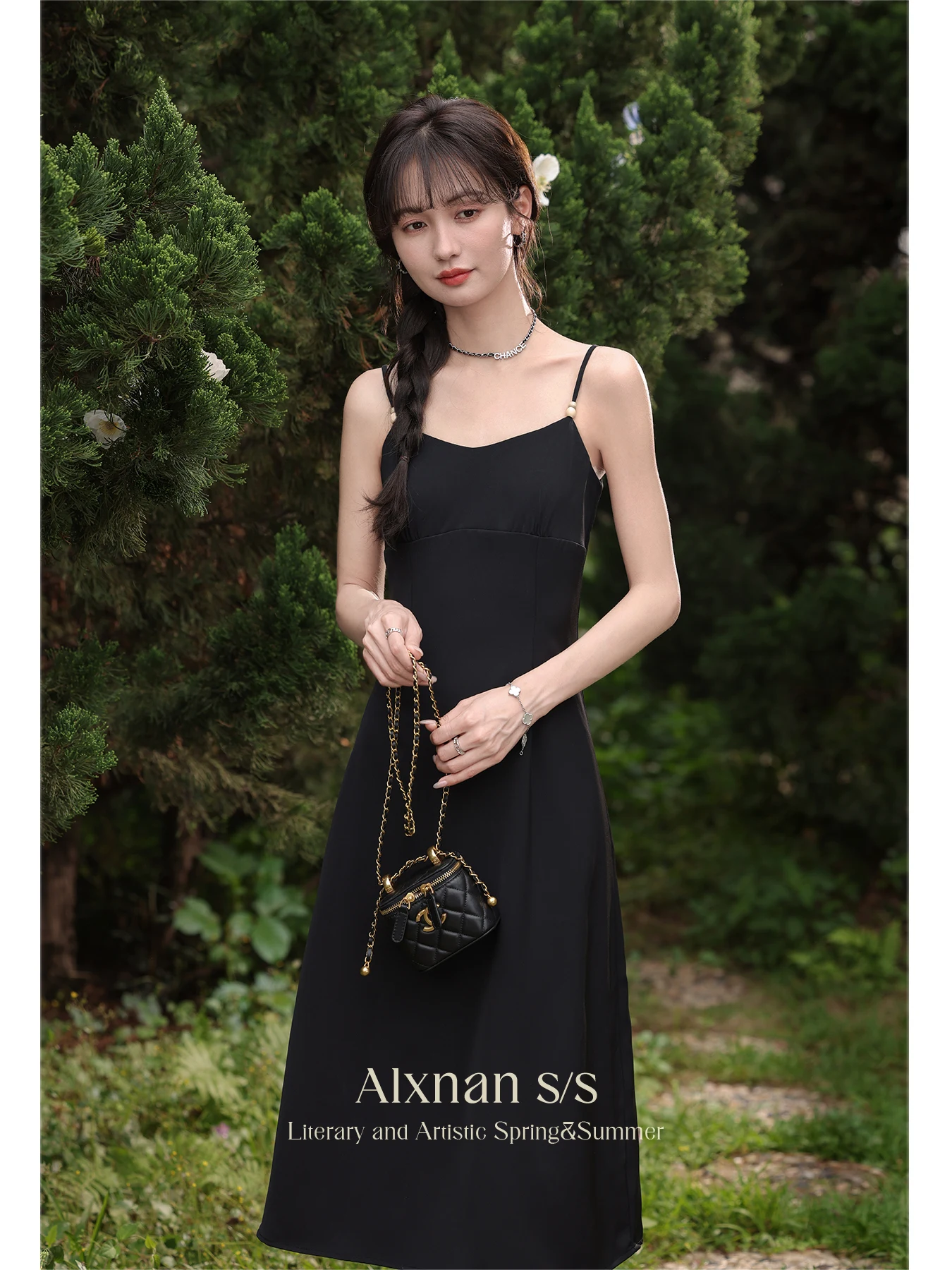 

ALXNAN Long Black Dress Women Elegant Holiday Beach Sleeveless Dresses 2025 Summer New Slim-fit Casual Female Clothing L35717