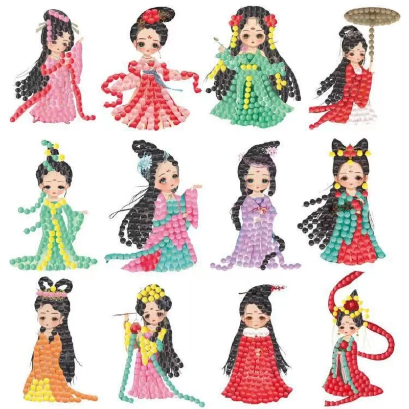 Diamond painted semi-finished DIY children's fun toys, 5D diamond painted various princess girl cartoon animal stickers