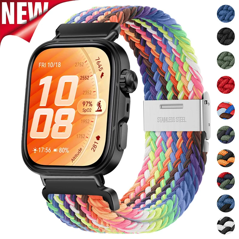 Nylon Braided Loop Strap for Huawei Watch Fit5 5Pro 4 4Pro Elastic Weave Band Bracelet for Huawei Fit3/4/4 Pro/5/5 Pro Wristband