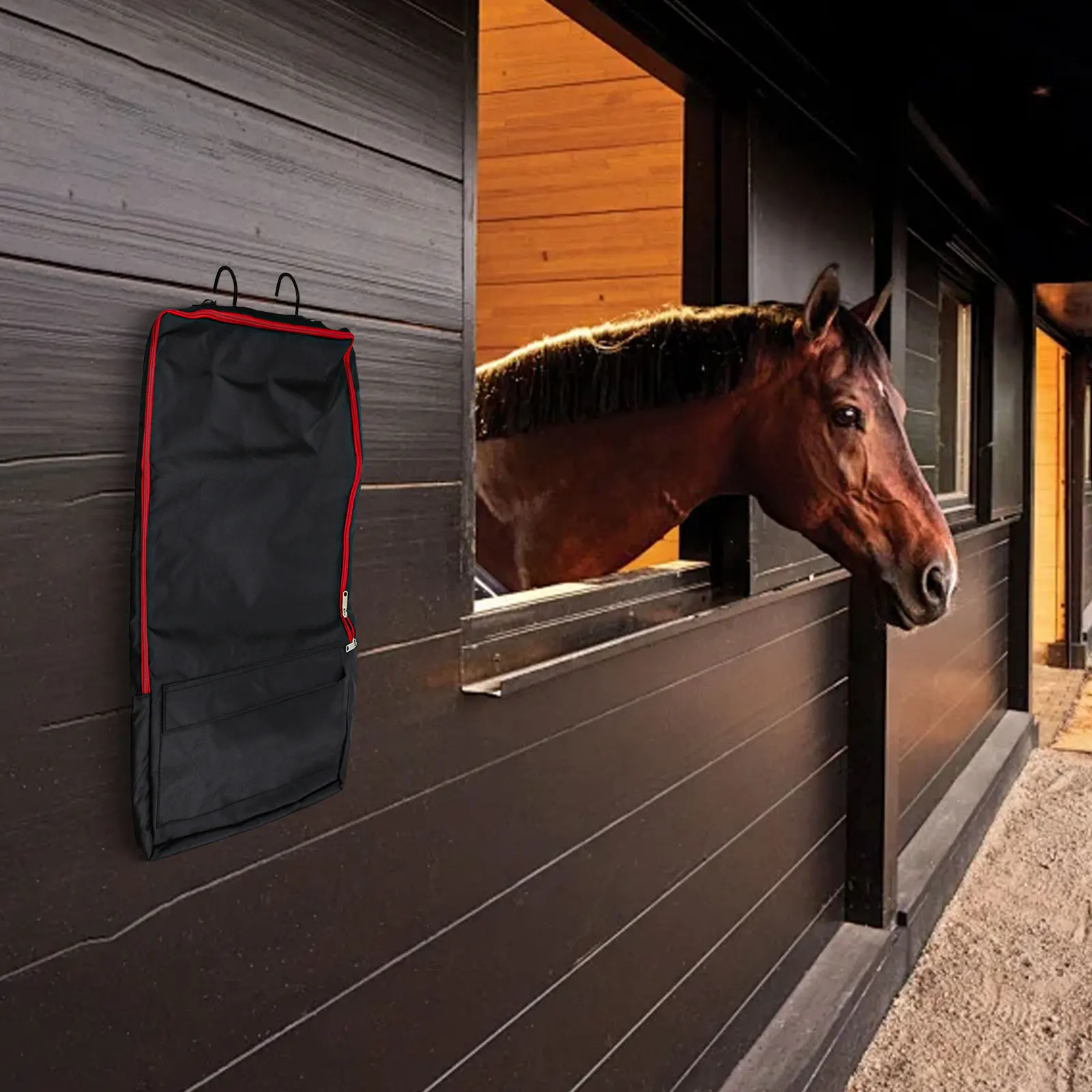 Portable Waterproof Horse Harness Storage Bag With 3 Hook Rack Stay Organized Horse Nail Tote Holster Bag Outdoor