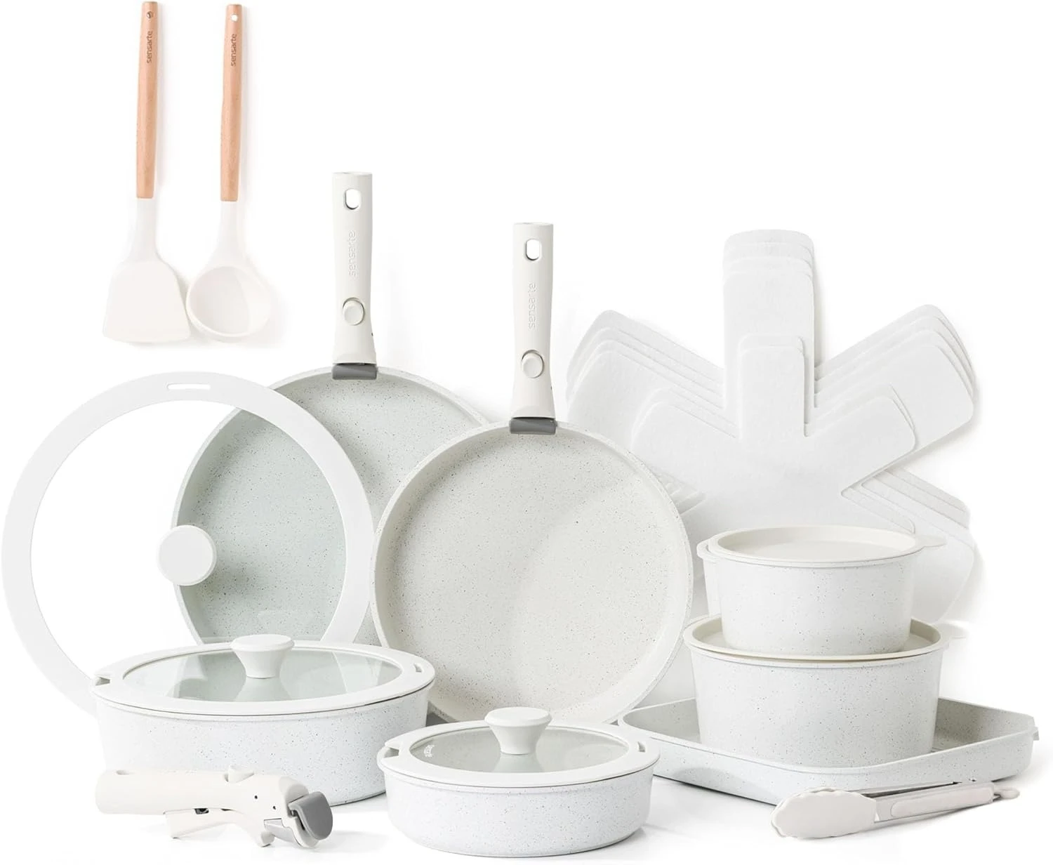 24 Piece Pots and Pans Set, Nonstick Detachable Handle Cookware, Induction Kitchen Cookware Set with Removable Handle