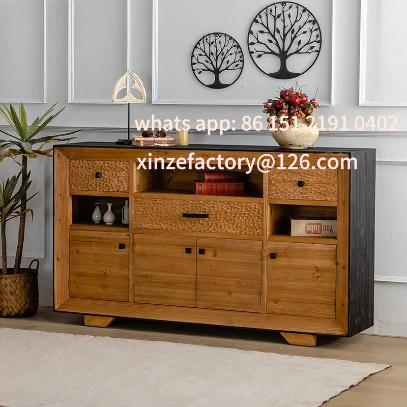 

Customizable new Chinese-style antique entrance cabinet, solid wood bucket against the wall, American living room cabinet