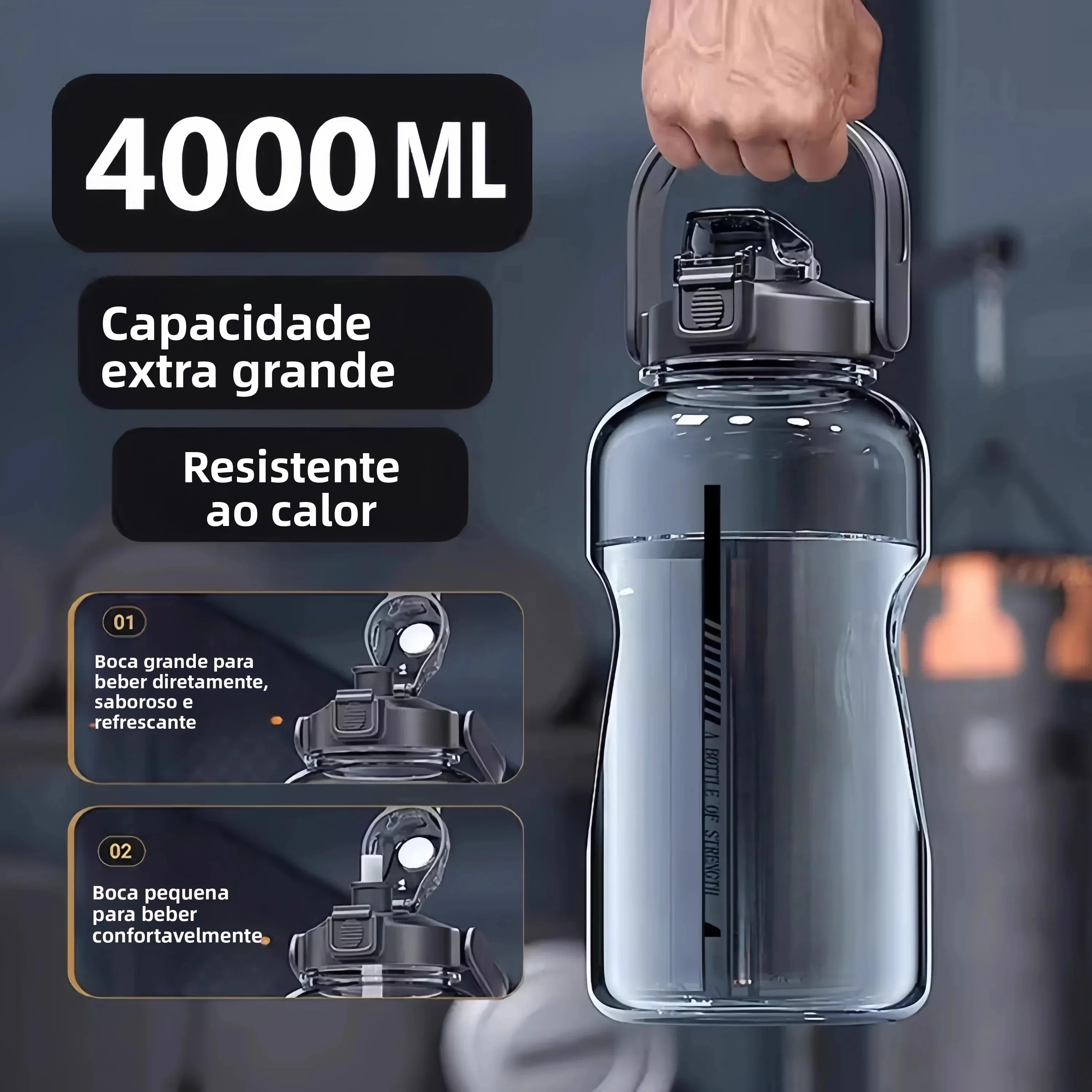 4000ml-大容量ポータブルスポーツウォーターボトル男性用高温耐性フィットネスドリンクカップスペースカップ