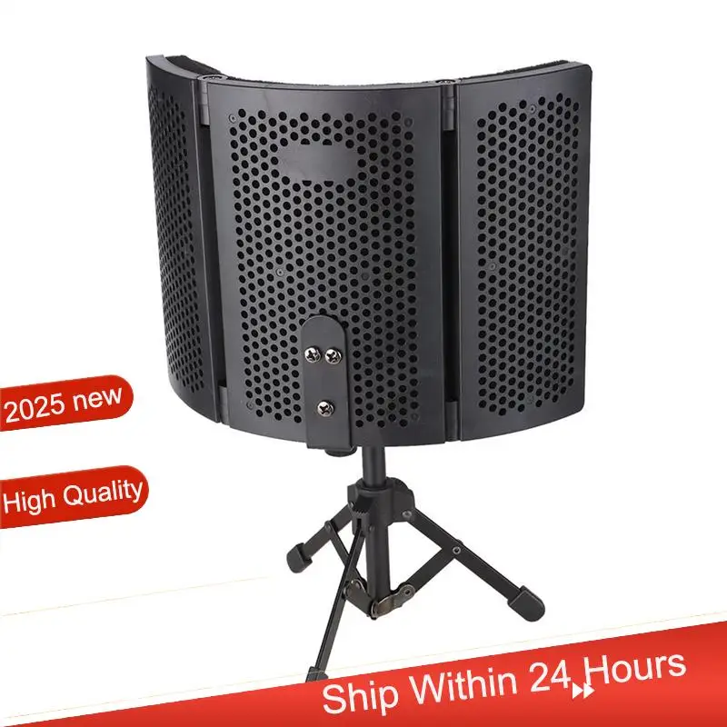 

~【A48T ГОРЯЧИЙ】 Изолирующий экран для микрофона, 3-сторонний, для студийного вокала, для студийной трансляции, запись подкастов с металлическим штативом