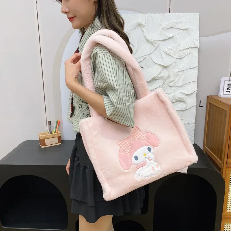 Sanrio hello kitty handbag new large capacity cartoon shoulder bag fashion kuromi bento bag girls makeup bag