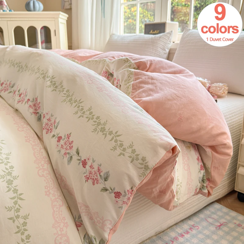 100% Cotton Duvet Cover - Floral Printed Design, Luxury Pre-Washed Finish, Single Duvet Cover for Bedroom - Easy Care