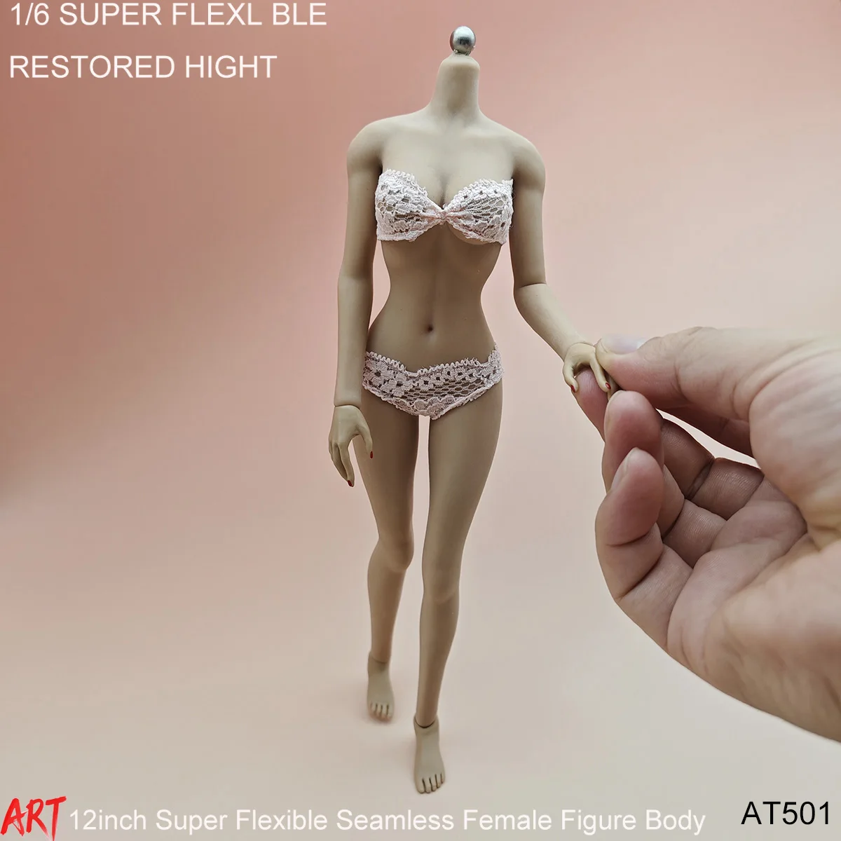AT501 1/6 مقياس أنثى متوسطة الثدي نحيلة الخصر سلس الجسم 12 بوصة مرنة عمل الشكل ألعاب الدمى Suntan شاحب دمية نموذج #6