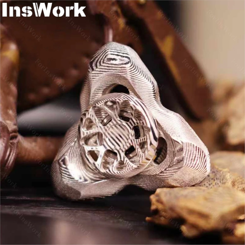 LQ EDC Chinchilla Fidget Spinner Damasteel Metal Fidget Spinner Office Desk Toys