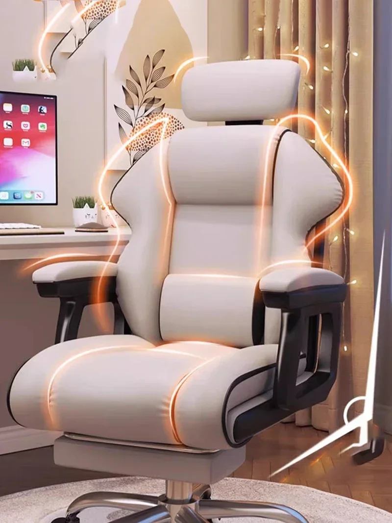 Ergonomic Design Office Chairs PU Leather Metal Leg Computer Bedroom Office Gaming Boss Study Sedie  Furniture