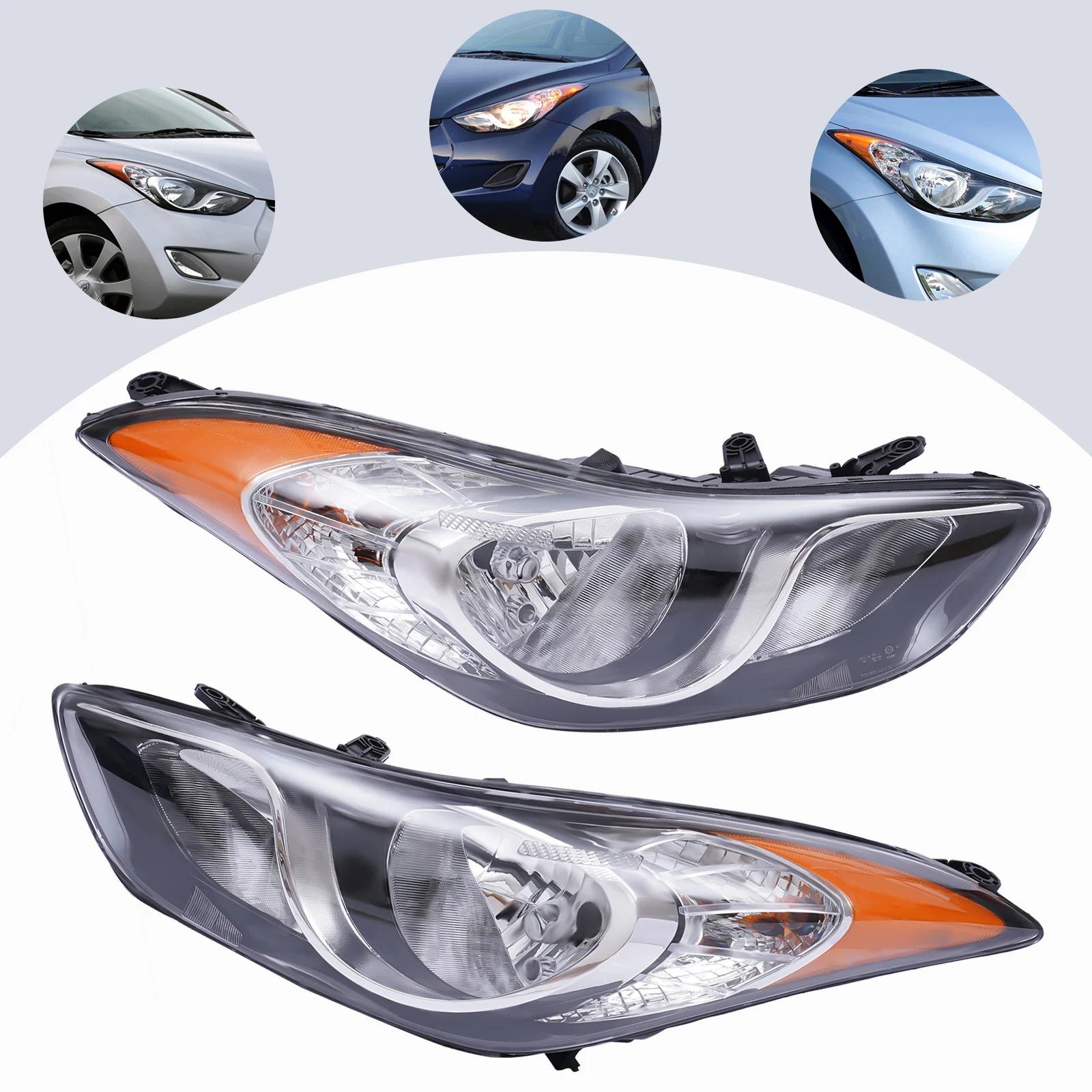 

Halogen Headlights Assembly Fit for 2011 2012 2013 Hyundai Elantra Sedan Left Right Side Headlamps