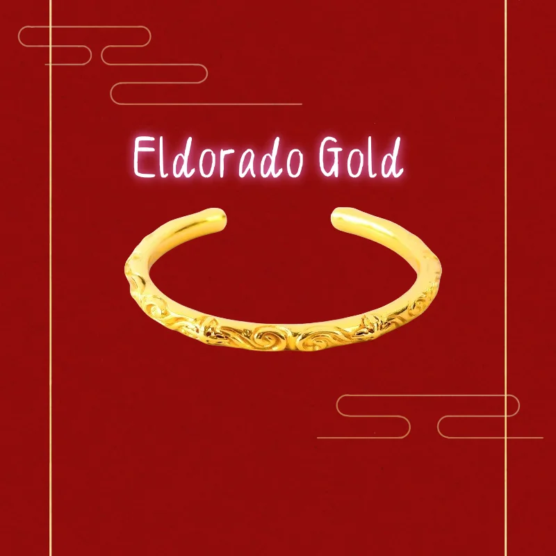 

9999 real glod A small and simple iris flower women's bracelet with a Roman pattern cross openingValentine's Day gifts for coupl