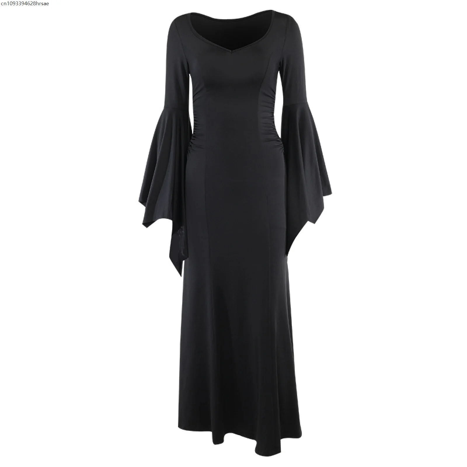 

Flare Sleeve Gothic Medieval Dress Solid Waist Party Dress Witch Long Dresses For Women Halloween Cosplay Costumes