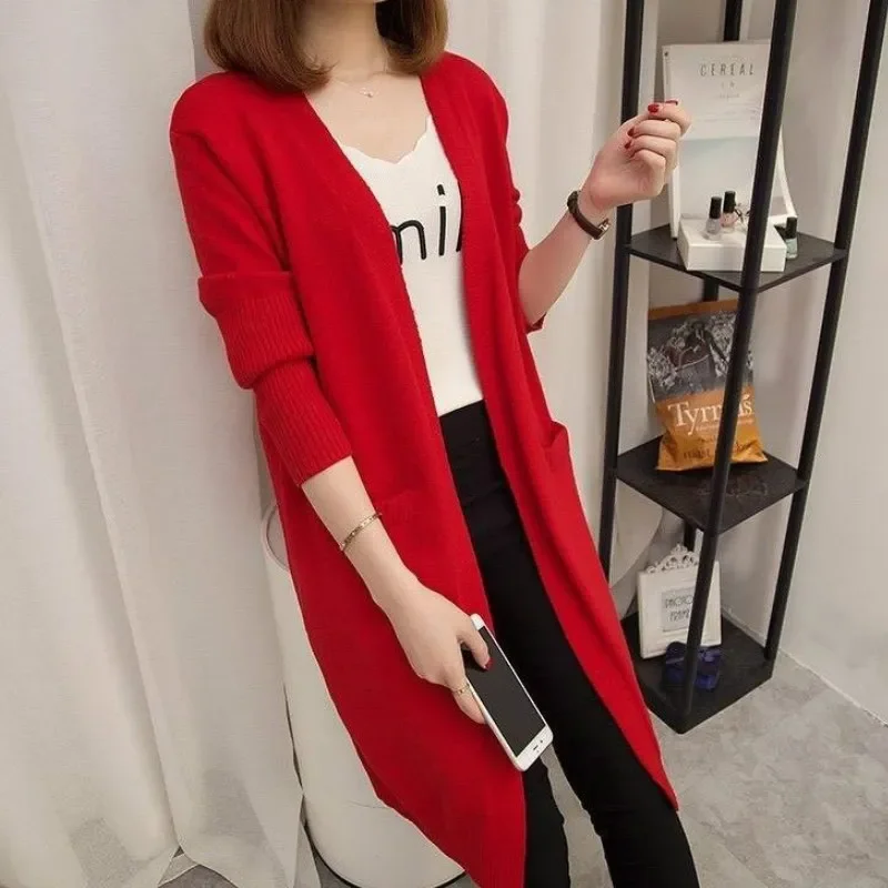 Cardigan Women Long Jumper Knitting Open Stitch Korean Style Female Elegant Slim Multi Color Sweater Autumn 3XL Casual Hot Sale