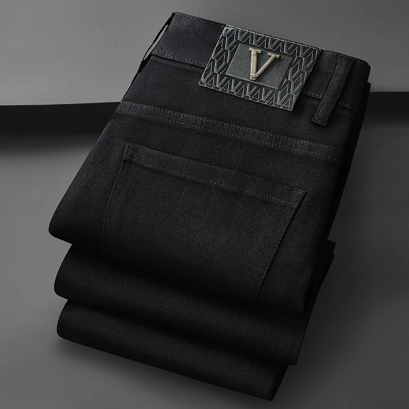 

Мужские джинсы из денима премиум-класса Guangzhou Xintang для осени и зимы, с пятью карманами, средней посадкой, из хлопка со стрейчем, молодежные, трендовые, повседневные, деловые.