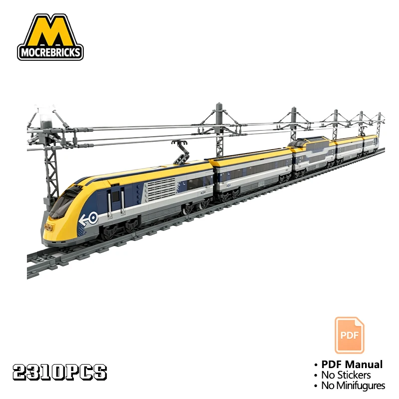 MOC Modern High-Speed Passenger Train Building Blocks Set City Commuter Railway Engine Model Adult Collection Gift Toy