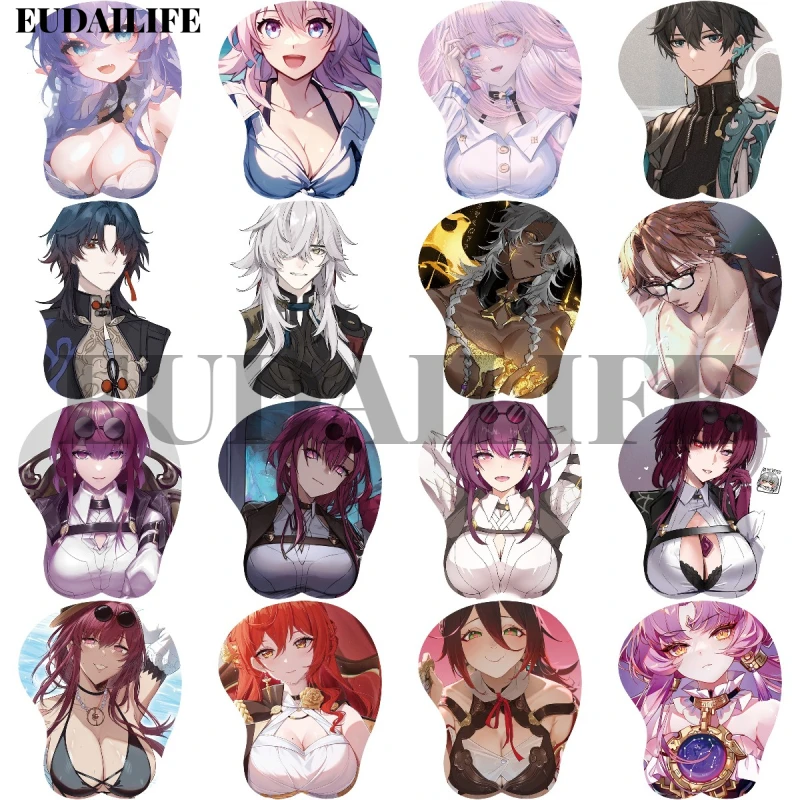 Honkai Star Rail Kafka Blade Jing Yuan 3D Hand Wrist Rest Mouse Pad Mousepad Silicone Oppai Soft Mouse Mat Office Work Otaku