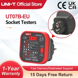 Testeur de prise de courant UNI-T UT07, prise ue, prise de terre neutre, prise de feu, polarité, contrôle de Phase, détection de câblage, Test de fuite RCD