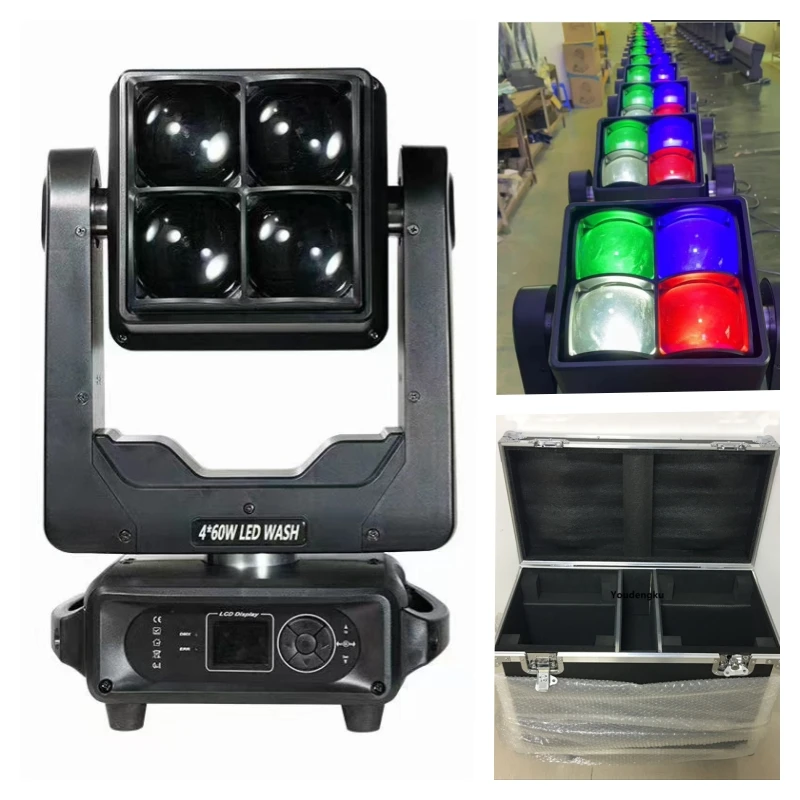 4 pieces with flightcase Endless double heads moving head 4x60w beam strobe led Matrix movinghead stage lights for club wedding