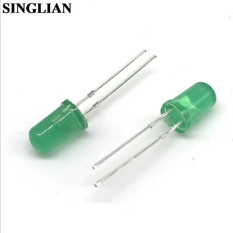 1000pcs/lot 5MM LED Light-emitting Diode Green Lamp Bead Green Light 5MM LED Lamp Diode Light One Package