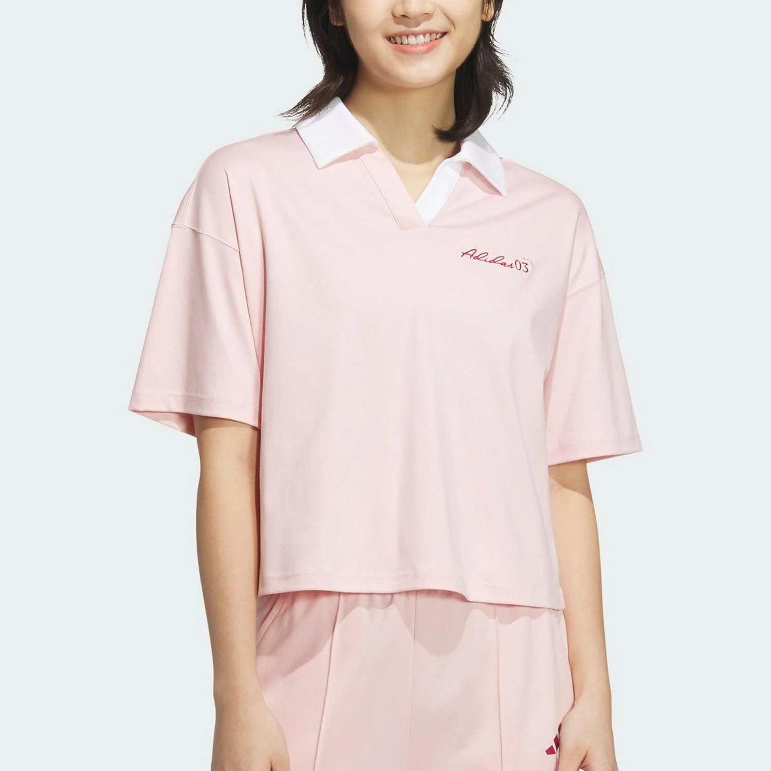 

Adidas genuine 2025 Summer Women's Collared Short Polo Shirt JZ1584