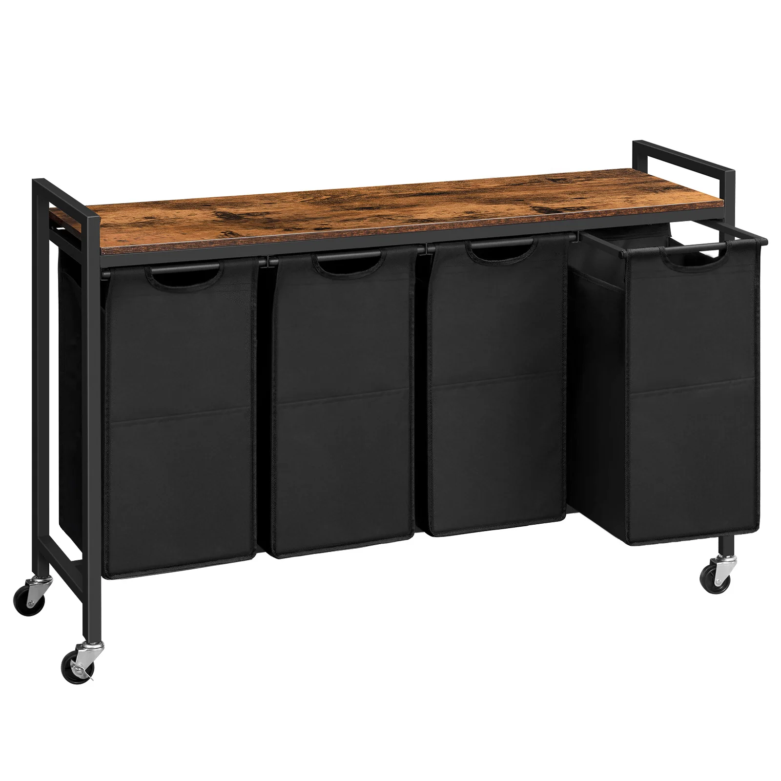 HOOBRO Trieur à linge roulant Panier à linge 4 sections avec roulettes, 4 × 10,5 gal (40 L) Panier à linge roulant