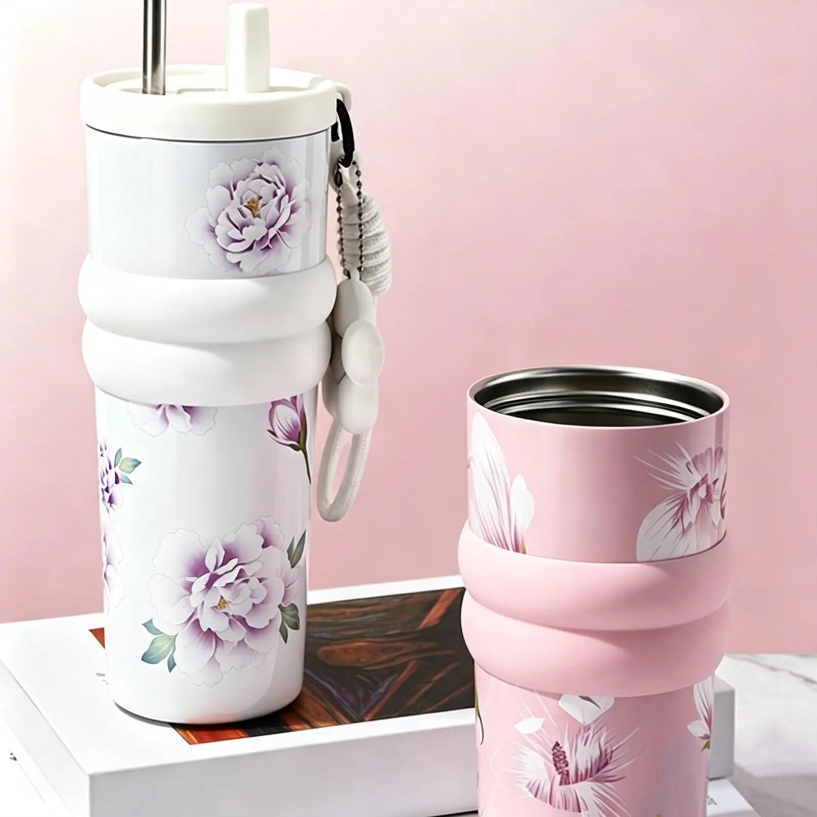 

Insulated Tumblers With Lids Leakproof Food Grade Reusable Stainless Steel Coffee Tumbler Sports Bottle For Hot Cold Tea Juice