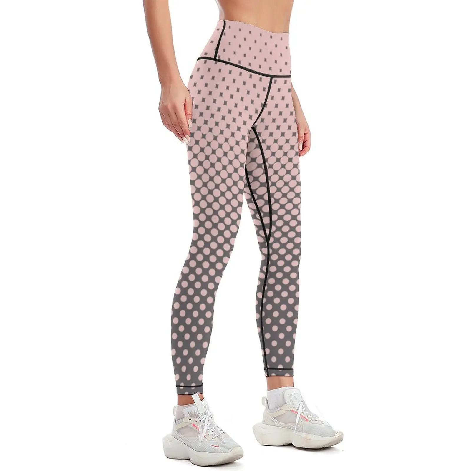 Polka Dots Millennial Pink Opal Grey Trendy Leggings sports tennis for sportswear gym sports for push up Womens Leggings