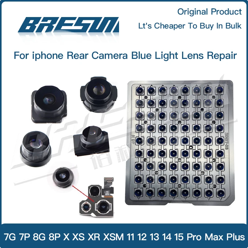 5PCS Back Camera Blue Lens Parts Replacement For iPhone 7 8 P X XS XR XSM 11 12 13 14 15 Pro Max Mini Rear Camera Repair Replace