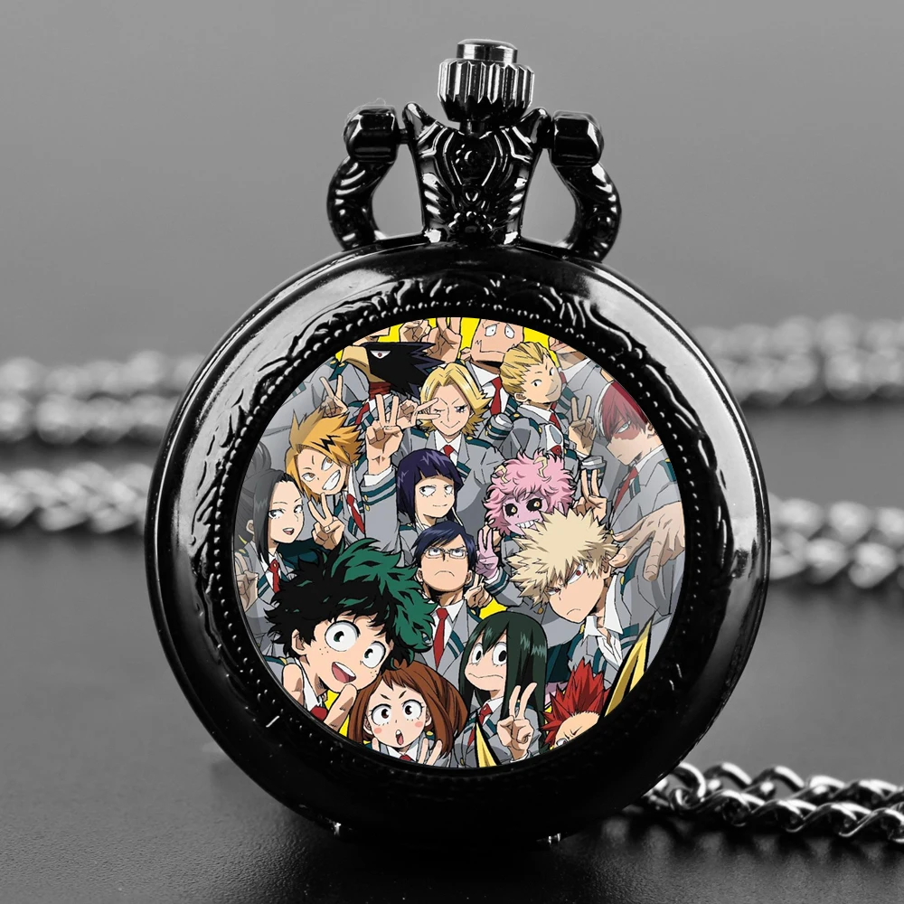 My Hero Academia jam tangan saku Quartz liontin desain kreatif jam tangan saku rantai suvenir angka Arab dengan hadiah kepribadian