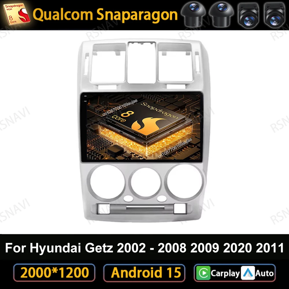 

Car Radio Android 15 For Hyundai Getz 2002 - 2008 2009 2020 2011 Viedo Player DSP QLED DVD GPS Autoradio Multimedia Qualcomm BT