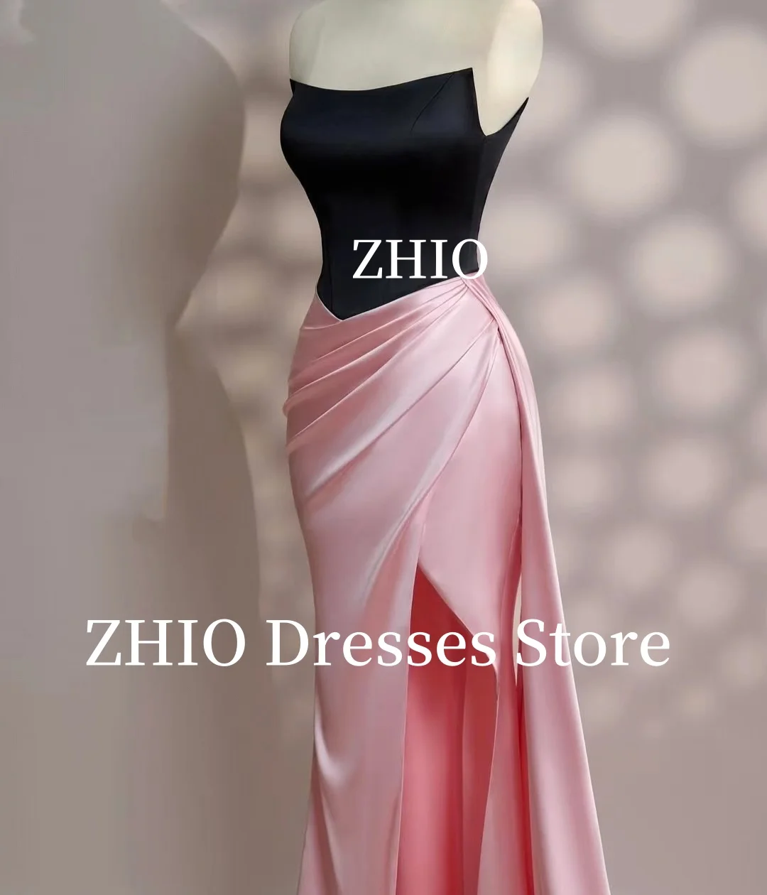 ZHIO Contrast Color Evening Dress Strapless Pleat Formal Occasion Dresses Suadi Arabic Party Prom Gown Customized Elegant