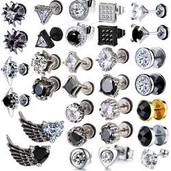 2023 New Black Zircon Small Stainless Steel Stud Earrings For Women Men Boy Punk Rock Hip Hop Ear Jewelry Accessories Earrings