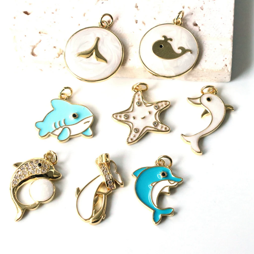 

10pcs Dolphins Starfish Charms Metal Enamel Charms Pendant for Bracelet Necklace Earring Jewelry Making Diy Supplies