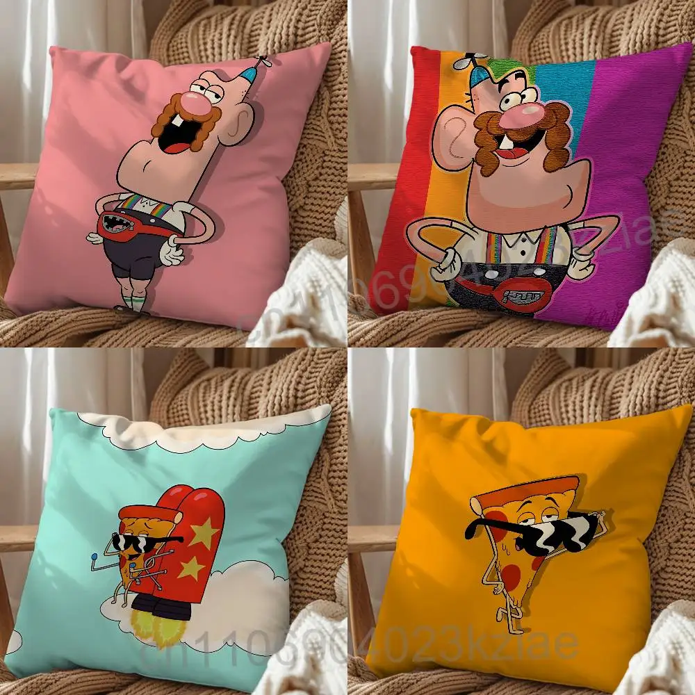 fine food Pizza Steve Uncle Grandpa Pillow Case Square Double-Sided Printing Short Plush Sofa Cushion Cover Bedroom Pillow