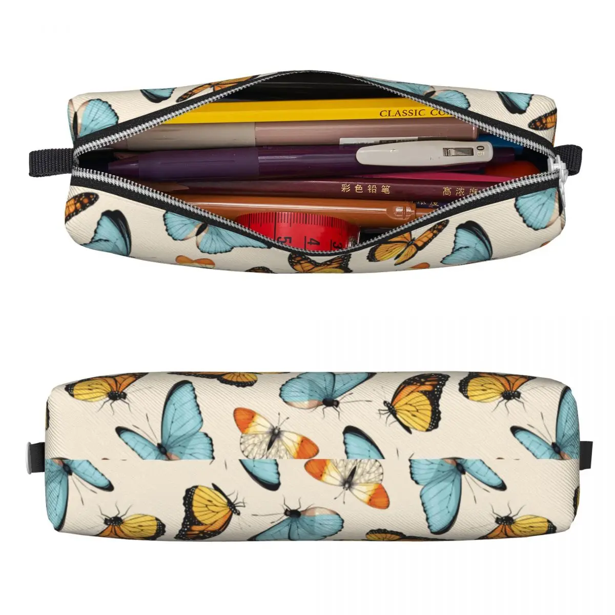 Vinatge Butterfly Pattern Pencil Cases Pen Box Bags Student Big Capacity School Supplies Cosmetic Pencilcases