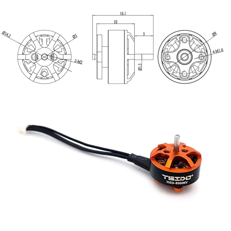 YSIDO 4X 1103 8500KV Brushless Motor 1.5Mm Shaft For Gemfan Hqprop 65Mm Propeller Tinywhoop Pavo20 Bassline Mini Drones