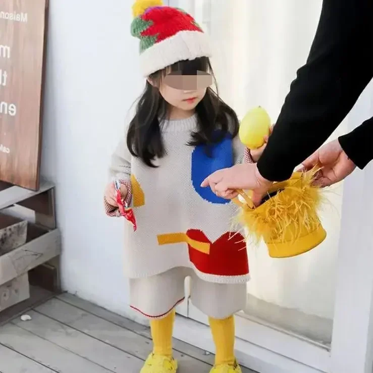 Baby Girl Clothes Suit Children Baby Autumn Clothes Female Treasure Fashion Color Sweater Knitted Set Fashionable Children Wear