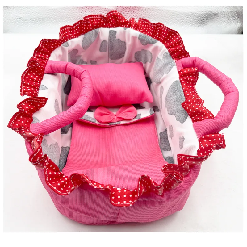 Anpassbar für Puppen unter 35 cm, mit niedlichem handgezogenen Korb-Design für Anziehpuppen, Puppenhaus-Zubehör, Mädchenspielzeug, Geschenke – Detail 2