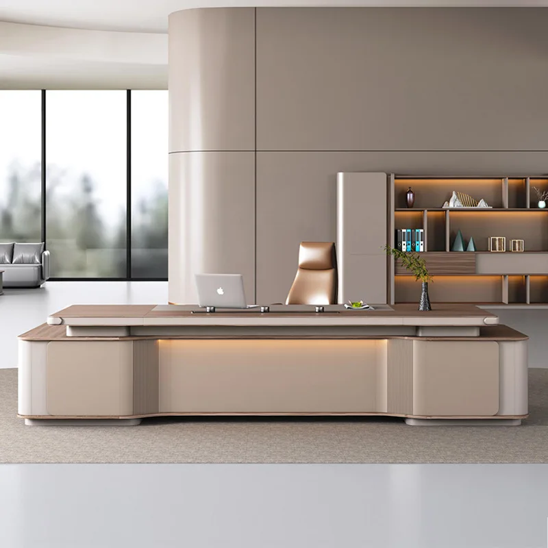 

Simple Modern Light Luxury Boss Office Desk and Chair Combination President's Desk Board Type Large Class Desk Leader's Office C