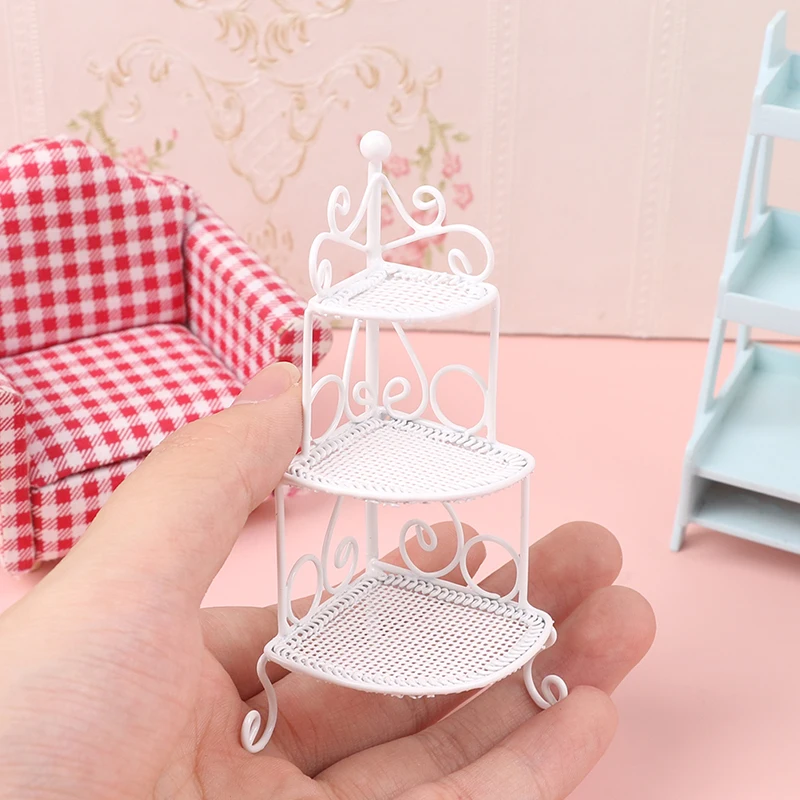 1:12 Dollhouse Miniature Simulation Wrought Iron Storage Rack Tripod Model Furniture Accessories For Doll House Decor Kids Toys