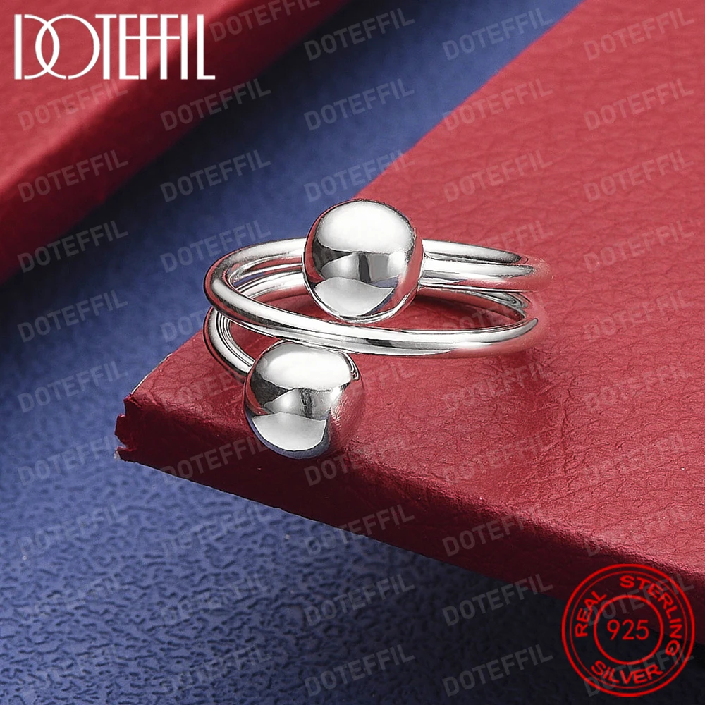 

Кольцо из стерлингового серебра 925 пробы с двойными гладкими бусинами 8 мм для женщин и мужчин, модное украшение для свадьбы, помолвки, вечеринки, подарок, шарм-аксессуар