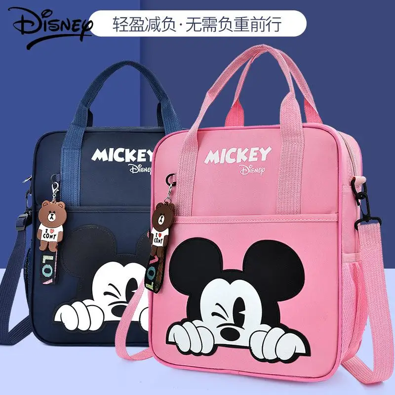 

Disney Student Tutoring Bags Multifunctional Cartoon Mickey School Backpack Tote Bag Handbag Document Bookbag Square Schoolbag