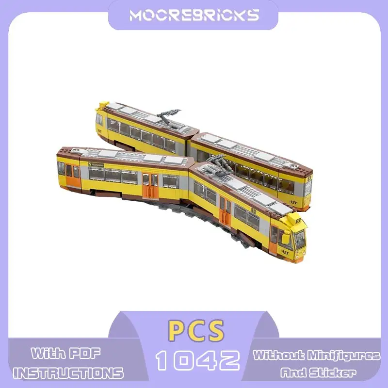 moc-ヴィンテージ関節式都市路面電車ビルディングブロックセット-クラシックシティ路面電車鉄道模型-大人向けコレクションギフトおもちゃ