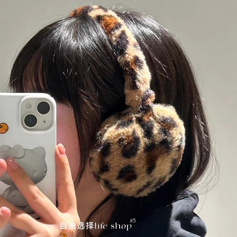 أزياء لطيف الشتاء ليوبارد الأذن يغطي الفتيات في الهواء الطلق الشارع ركوب الدراجات الحلو الأذن يفشل رقيق واقيات الأذن الدافئة #2