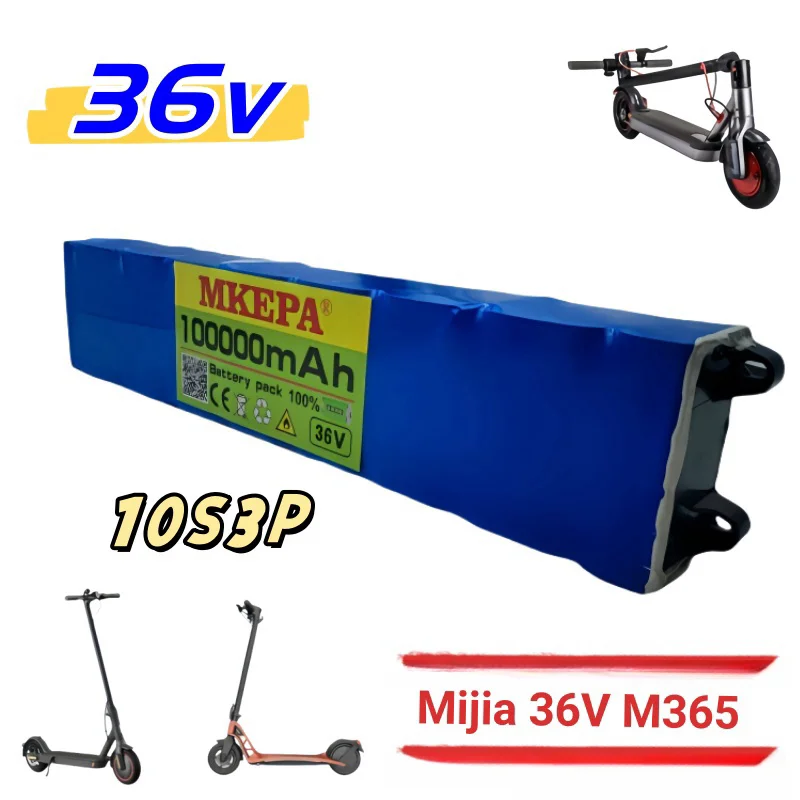 10S3P 36V lithium-ion battery pack,42V 18650 battery, built-in BMS suitable for Mijia M365 electric scooter battery,with charger